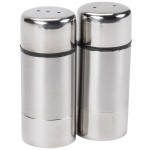 American Metalcraft SP29 0.75 oz. Stainless Steel Round Salt and Pepper Shaker Set - 12/Case