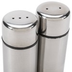 American Metalcraft SP29 0.75 oz. Stainless Steel Round Salt and Pepper Shaker Set - 12/Case
