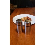 American Metalcraft SP29 0.75 oz. Stainless Steel Round Salt and Pepper Shaker Set - 12/Case