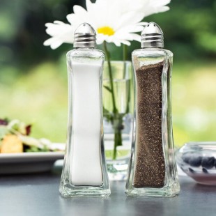 TableCraft 81 2 oz. Metro Glass Salt and Pepper Shaker with Nickel Plated Steel Top - 24/Case