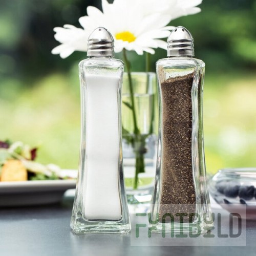 TableCraft 81 2 oz. Metro Glass Salt and Pepper Shaker with Nickel Plated Steel Top - 24/Case