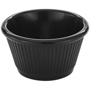 American Metalcraft 4 oz. Fluted Black Melamine Ramekin - 12/Case