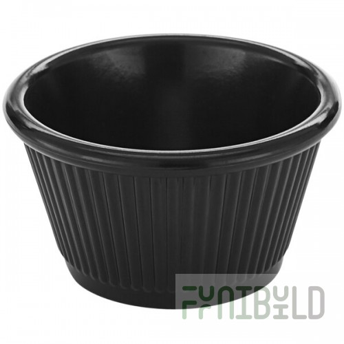 American Metalcraft 4 oz. Fluted Black Melamine Ramekin - 12/Case
