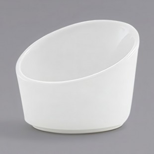 Front of the House Harmony 3 oz. Bright White Slanted Porcelain Sauce Cup - 12/Case Front of the House Harmony 3 oz. Bright White Slanted Porcelain Sauce Cup - 12/Case