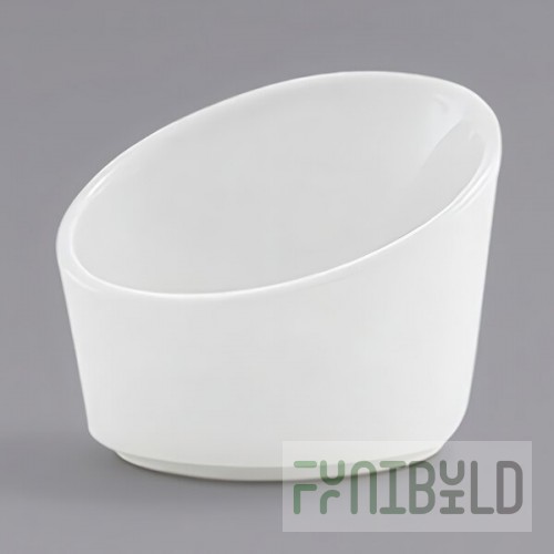 Front of the House Harmony 3 oz. Bright White Slanted Porcelain Sauce Cup - 12/Case