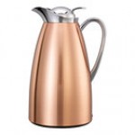 Service Ideas Classy 33.8 oz. Black Powder-Coated Stainless Steel Insulated Coffee Carafe / Server with Push-Button Lid CJZS1BLK