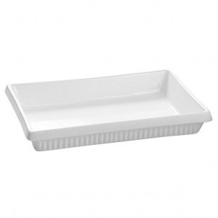 TableCraft CW2080W 2 Qt. White Cast Aluminum Rectangular Casserole Dish