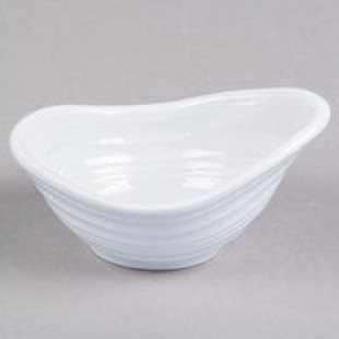 Elite Global Solutions DS5-W Swirl 6 oz. White Oblong Melamine Bowl - 6/Case