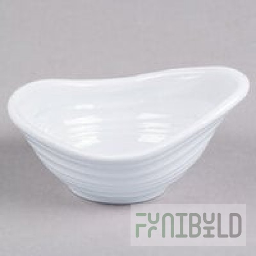 Elite Global Solutions DS5-W Swirl 6 oz. White Oblong Melamine Bowl - 6/Case