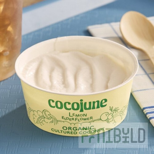 Cocojune Dairy-Free Lemon Elderflower Coconut Cultured Yogurt Alternative 4 oz. - 12/Case