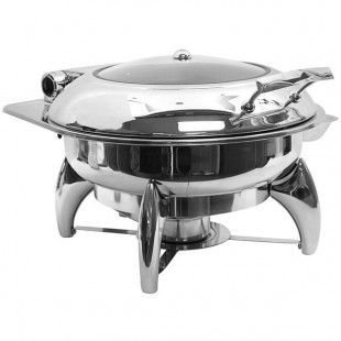 TableCraft 4 Qt. Round Stainless Steel Quick View Induction Chafer with Stand CW40177