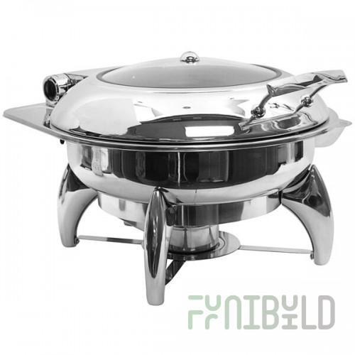 TableCraft 4 Qt. Round Stainless Steel Quick View Induction Chafer with Stand CW40177