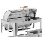 Acopa Supreme 8 Qt. Full Size Gold Accent Roll Top Chafer Acopa Supreme 8 Qt. Full Size Gold Accent Roll Top Chafer