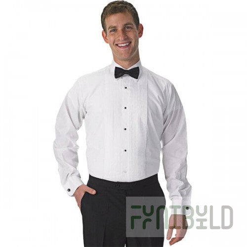 Henry Segal Men's Customizable White Tuxedo Shirt with Lay-Down Collar - L