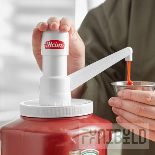 Heinz 1 oz. Fixed Nozzle Plastic Condiment Pump with Dip Tube for #10 Jugs