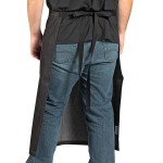 Uncommon Chef 3126 Black Cat Denim Customizable Cotton Uptown Bistro Apron with Black Webbing and 1 Pocket - 33
