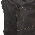 Uncommon Chef 3126 Black Cat Denim Customizable Cotton Uptown Bistro Apron with Black Webbing and 1 Pocket - 33