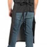 Uncommon Chef 3126 Black Cat Denim Customizable Cotton Uptown Bistro Apron with Black Webbing and 1 Pocket - 33