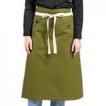 Uncommon Chef 3126 Black Cat Denim Customizable Cotton Uptown Bistro Apron with Black Webbing and 1 Pocket - 33