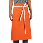 Uncommon Chef 3126 Black Cat Denim Customizable Cotton Uptown Bistro Apron with Black Webbing and 1 Pocket - 33