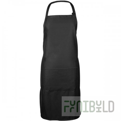 Mercer Culinary M61110BK Genesis® Black Poly-Cotton Bib Apron with Adjustable Neck and 1 Pocket - 33