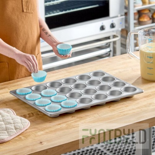 Baker's Lane 24 Cup 3.8 oz. Glazed Aluminized Steel Muffin / Cupcake Pan - 14