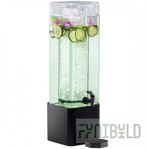 Cal-Mil 1112-3-13 Mission 3 Gallon Square Glass Beverage Dispenser with Black Metal Base