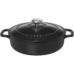 Chasseur 1.8 Qt. Black Enameled Cast Iron Brazier / Casserole Dish with Cover by Arc Cardinal FN437
