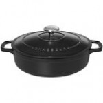 Chasseur 1.8 Qt. Black Enameled Cast Iron Brazier / Casserole Dish with Cover by Arc Cardinal FN437
