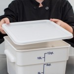 Choice 12, 18, and 22 Qt. White Square Polypropylene Food Storage Container Lid Choice 12, 18, and 22 Qt. White Square Polypropylene Food Storage Container Lid