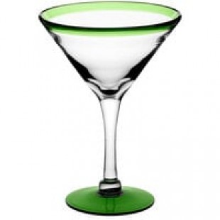 Libbey 92306R Aruba 15 oz. Customizable Martini Glass with Red Rim and Base - 12/Case