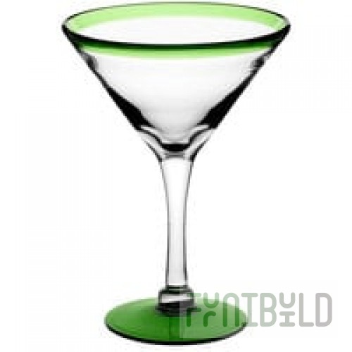 Libbey 92306R Aruba 15 oz. Customizable Martini Glass with Red Rim and Base - 12/Case