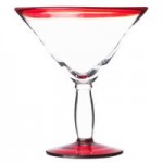 Libbey 92306R Aruba 15 oz. Customizable Martini Glass with Red Rim and Base - 12/Case