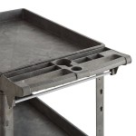 Lavex Large Black 2-Shelf Utility Cart with Premium Handle, Built-In Tool Compartments, and Oversized Wheels - 46 3/4 Lavex Large Black 2-Shelf Utility Cart with Premium Handle, Built-In Tool Compartments, and Oversized Wheels - 46 3/4
