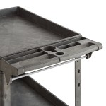 Lavex Large Black 2-Shelf Utility Cart with Premium Handle, Built-In Tool Compartments, and Oversized Wheels - 46 3/4 Lavex Large Black 2-Shelf Utility Cart with Premium Handle, Built-In Tool Compartments, and Oversized Wheels - 46 3/4