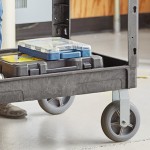 Lavex Large Black 2-Shelf Utility Cart with Premium Handle, Built-In Tool Compartments, and Oversized Wheels - 46 3/4 Lavex Large Black 2-Shelf Utility Cart with Premium Handle, Built-In Tool Compartments, and Oversized Wheels - 46 3/4