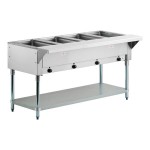 Advance Tabco SW-4E-240 Four Pan Electric Hot Food Table with Undershelf - Sealed Well, 208/240V