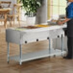 Advance Tabco SW-4E-240 Four Pan Electric Hot Food Table with Undershelf - Sealed Well, 208/240V