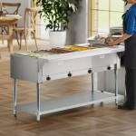 Advance Tabco SW-4E-240 Four Pan Electric Hot Food Table with Undershelf - Sealed Well, 208/240V