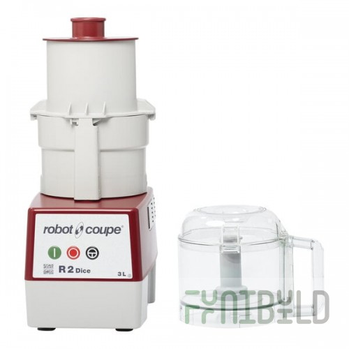 Robot Coupe R2CLR DICE Combination Food Processor with 3 Qt. / 3 Liter Clear Bowl, Continuous Feed & 4 Discs - 2 hp