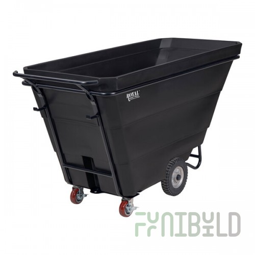 Royal Basket Trucks R10-RGX-TXQ-5R1P 1 Cu. Yd. Black Heavy-Duty Tilt Truck - 2,100 lb. Capacity