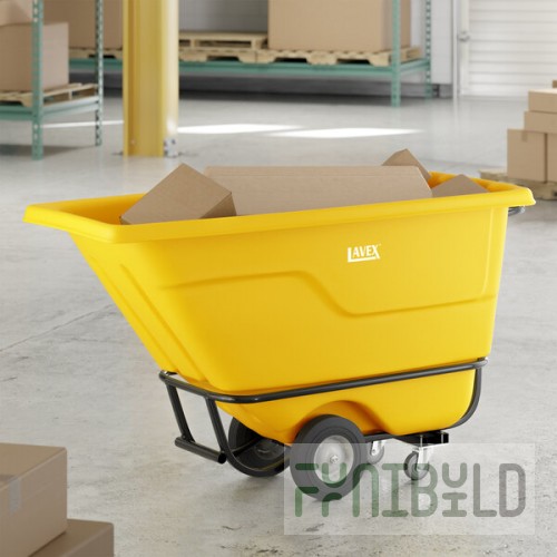 Lavex 0.5 Cubic Yard Yellow Heavy-Duty Tilt Truck / Trash Cart (850 lb. Capacity)