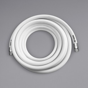 Sani-Lav H50W3 50' White Washdown Hose with Stainless Steel 3/4