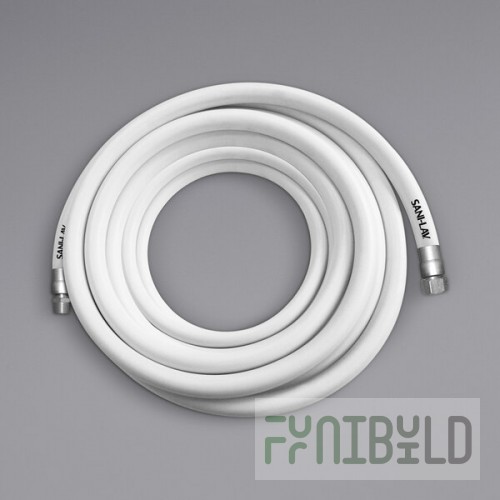 Sani-Lav H50W3 50' White Washdown Hose with Stainless Steel 3/4