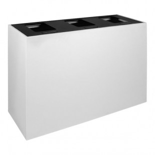Busch Systems Mezzo 101508 45 Gallon Powder-Coated Steel Three Stream Decorative Cans & Bottles / Paper / Waste Receptacle with Black Lid Busch Systems Mezzo 101508 45 Gallon Powder-Coated Steel Three Stream Decorative Cans & Bottles / Paper / Waste Receptacle with Black Lid
