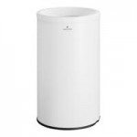 Lancaster Table & Seating 9 Gallon White Powder-Coated Metal Half Round Decorative Trash Can with Side Opening
