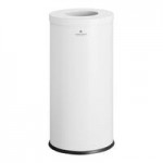 Lancaster Table & Seating 9 Gallon White Powder-Coated Metal Half Round Decorative Trash Can with Side Opening