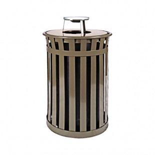 Witt Industries M3601-AT-BN Oakley Standard 36 Gallon Brown Steel Round Outdoor Decorative Trash Can with Ash Top Lid Witt Industries M3601-AT-BN Oakley Standard 36 Gallon Brown Steel Round Outdoor Decorative Trash Can with Ash Top Lid