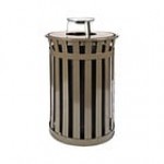 Witt Industries M3601-AT-BN Oakley Standard 36 Gallon Brown Steel Round Outdoor Decorative Trash Can with Ash Top Lid Witt Industries M3601-AT-BN Oakley Standard 36 Gallon Brown Steel Round Outdoor Decorative Trash Can with Ash Top Lid