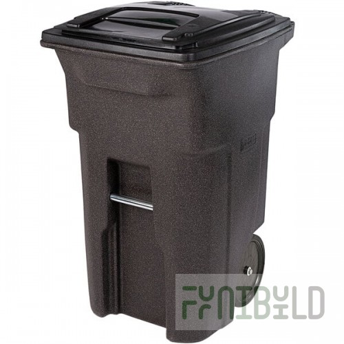 Toter ANA64-00BST 64 Gallon Brownstone Rotational Molded Wheeled Rectangular Trash Can with Lid